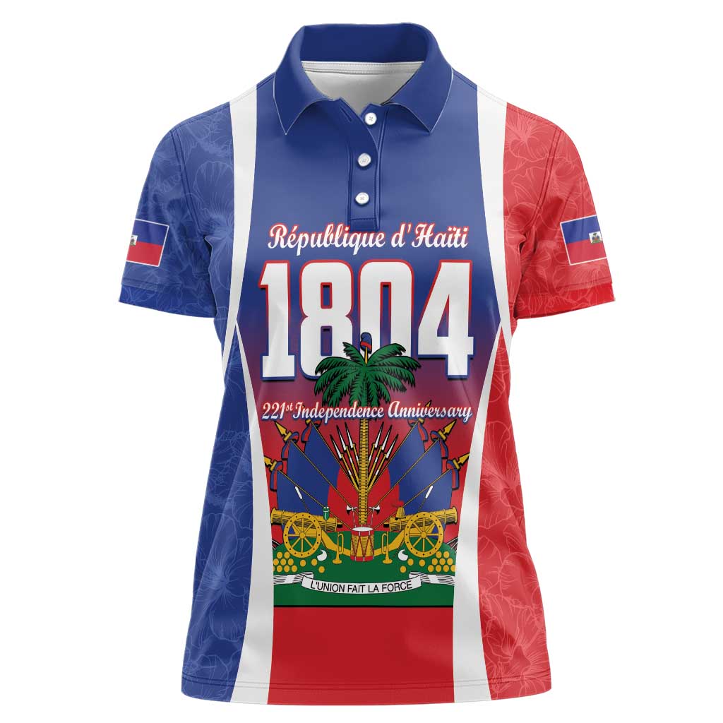 Personalized Haiti 1804 Women Polo Shirt Happy 221st Independence Anniversary - Wonder Print Shop