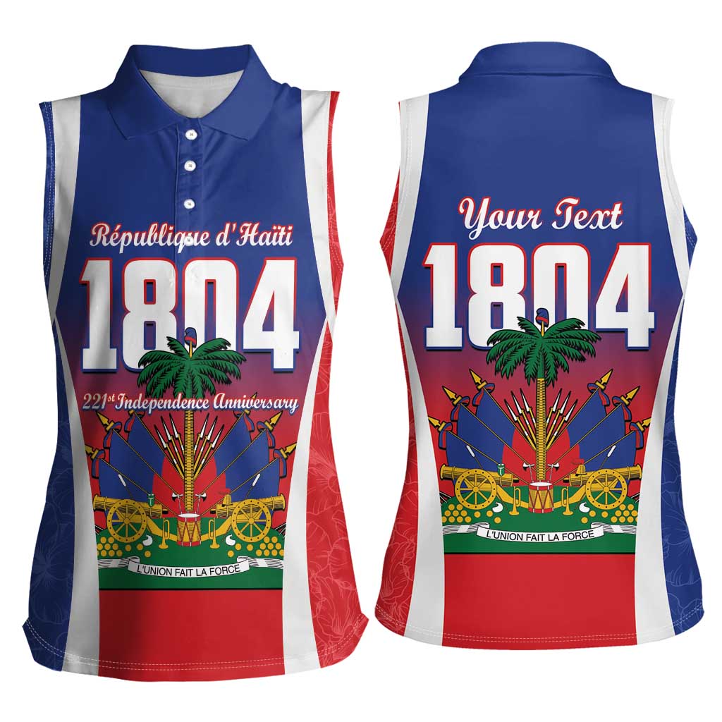 Personalized Haiti 1804 Women Sleeveless Polo Shirt Happy 221st Independence Anniversary - Wonder Print Shop