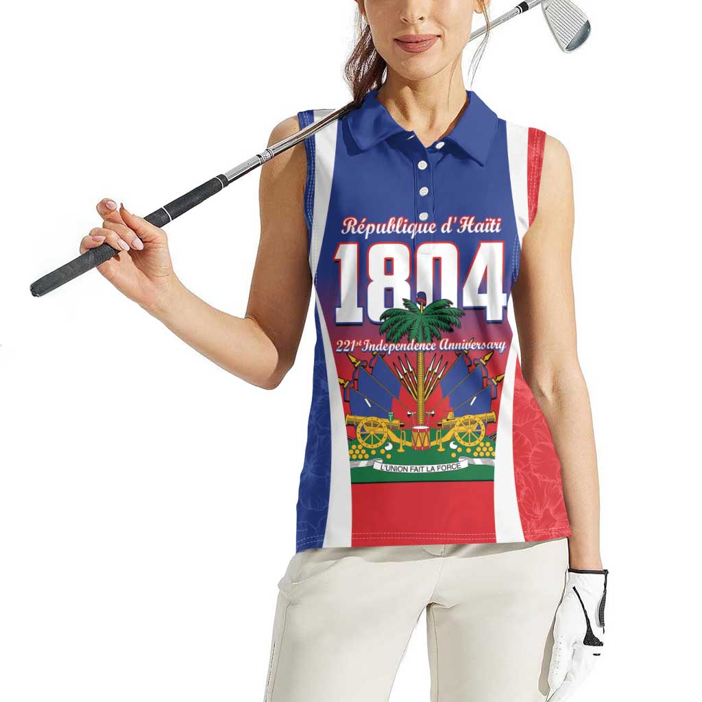 Personalized Haiti 1804 Women Sleeveless Polo Shirt Happy 221st Independence Anniversary - Wonder Print Shop