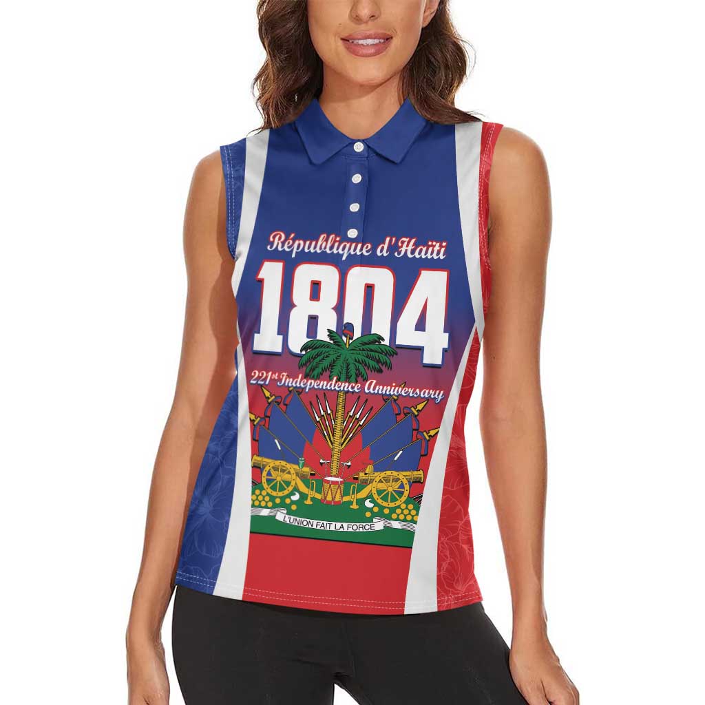 Personalized Haiti 1804 Women Sleeveless Polo Shirt Happy 221st Independence Anniversary - Wonder Print Shop