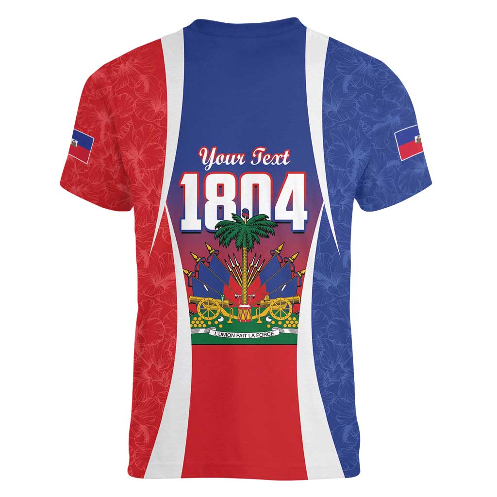 Personalized Haiti 1804 Women V-Neck T-Shirt Happy Ayiti Independence Day LT14