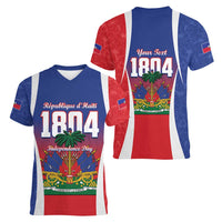 Personalized Haiti 1804 Women V-Neck T-Shirt Happy Ayiti Independence Day LT14