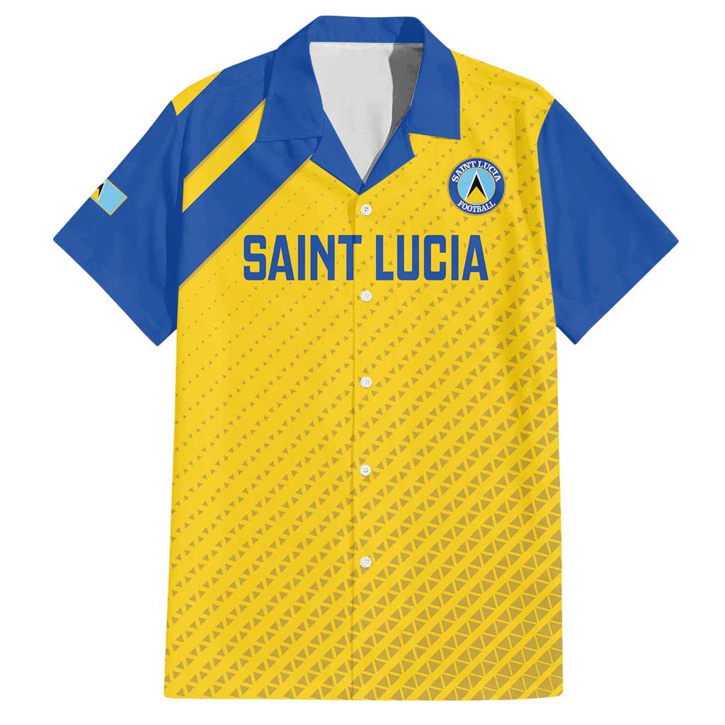 Custom Saint Lucia Football Family Matching Long Sleeve Bodycon Dress and Hawaiian Shirt 2025 Go Champions - Yellow Version