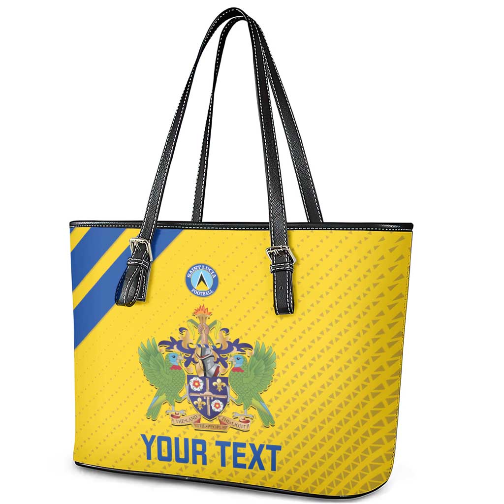 Custom Saint Lucia Football Leather Tote Bag 2025 Go Champions - Yellow Version