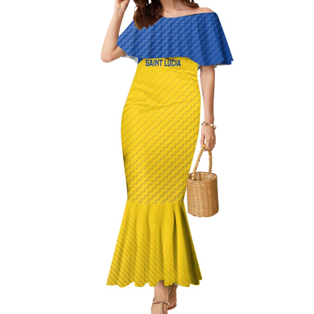 Custom Saint Lucia Football Mermaid Dress 2025 Go Champions - Yellow Version