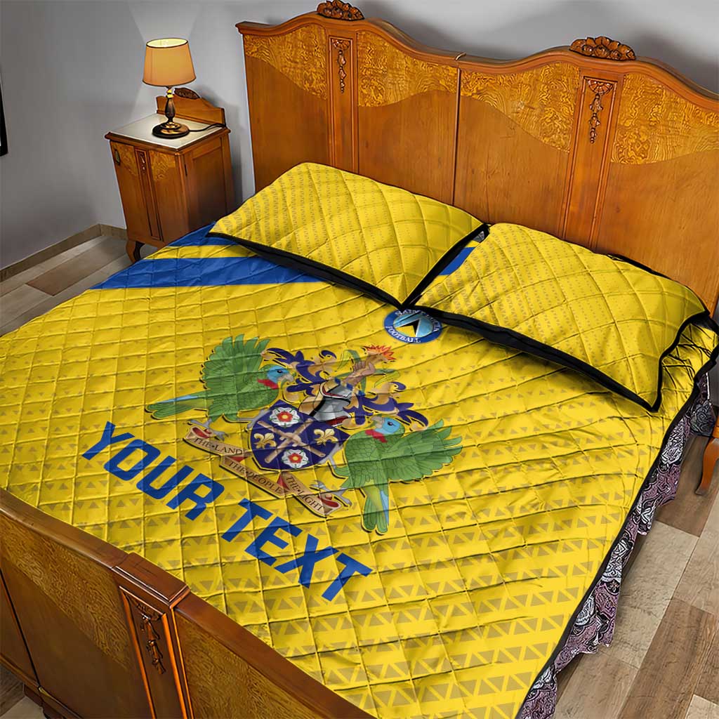 Custom Saint Lucia Football Quilt Bed Set 2025 Go Champions - Yellow Version