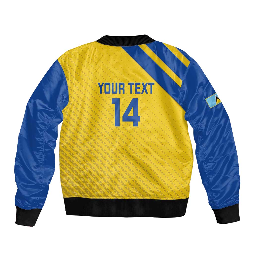 Custom Saint Lucia Football Sleeve Zip Bomber Jacket 2025 Go Champions - Yellow Version