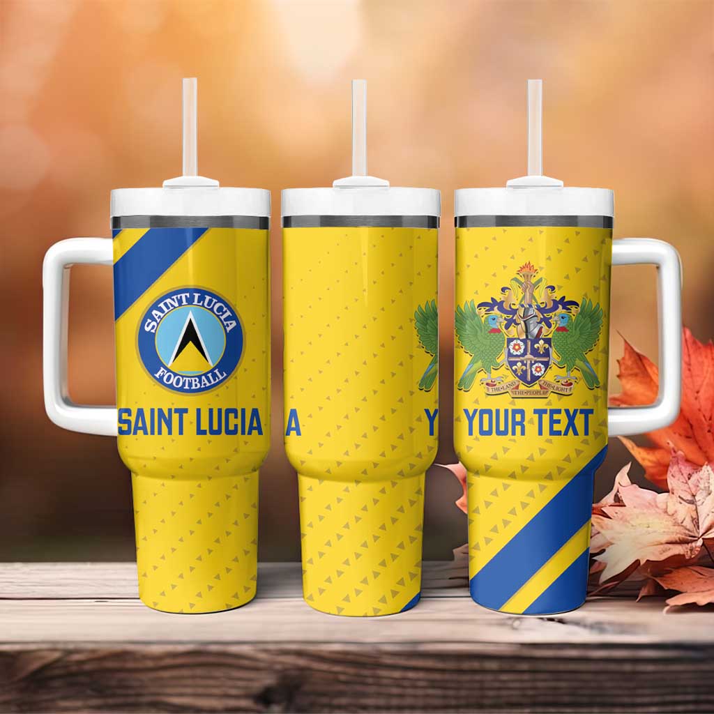 Custom Saint Lucia Football Tumbler With Handle 2025 Go Champions - Yellow Version