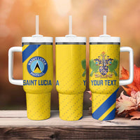 Custom Saint Lucia Football Tumbler With Handle 2025 Go Champions - Yellow Version