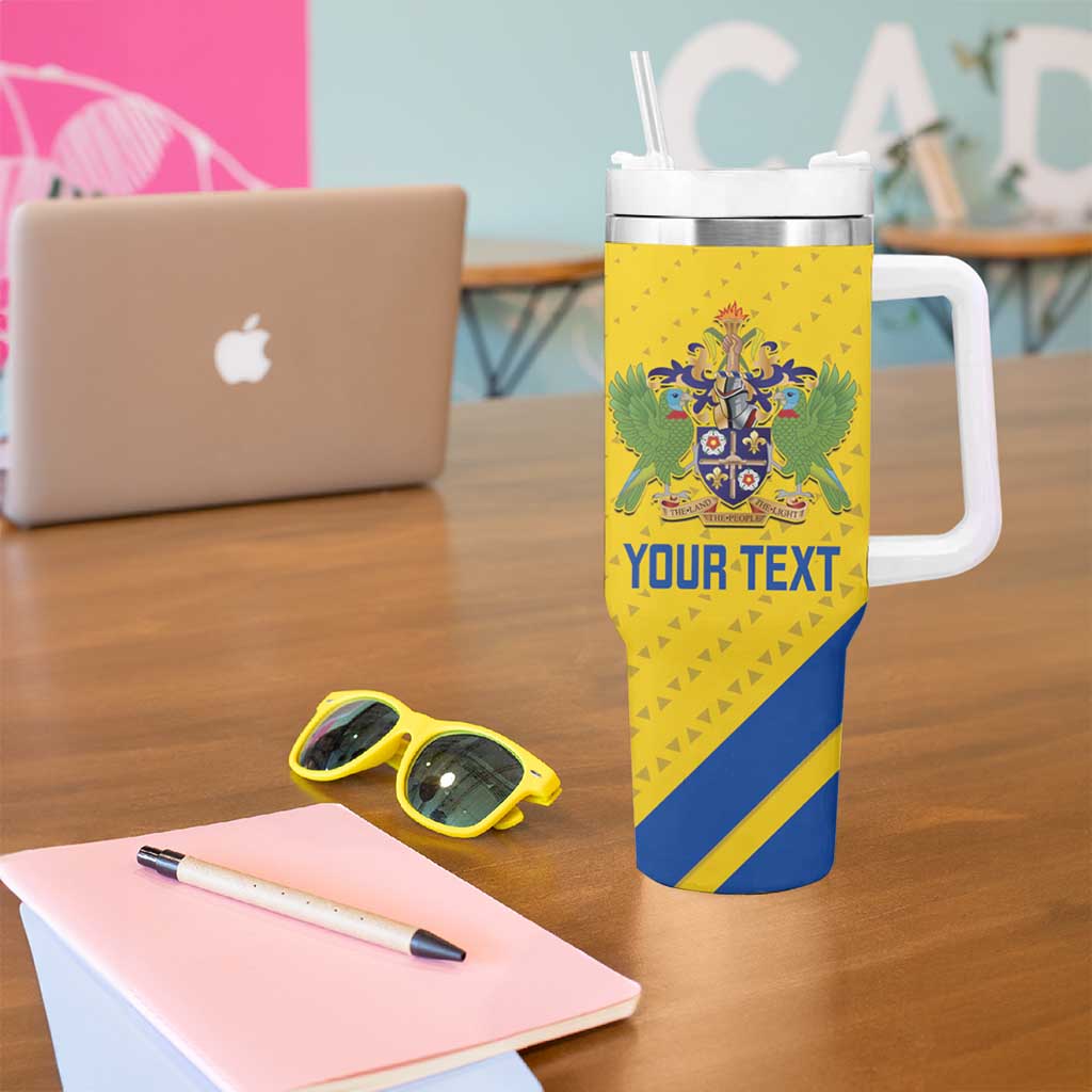 Custom Saint Lucia Football Tumbler With Handle 2025 Go Champions - Yellow Version