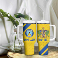 Custom Saint Lucia Football Tumbler With Handle 2025 Go Champions - Yellow Version