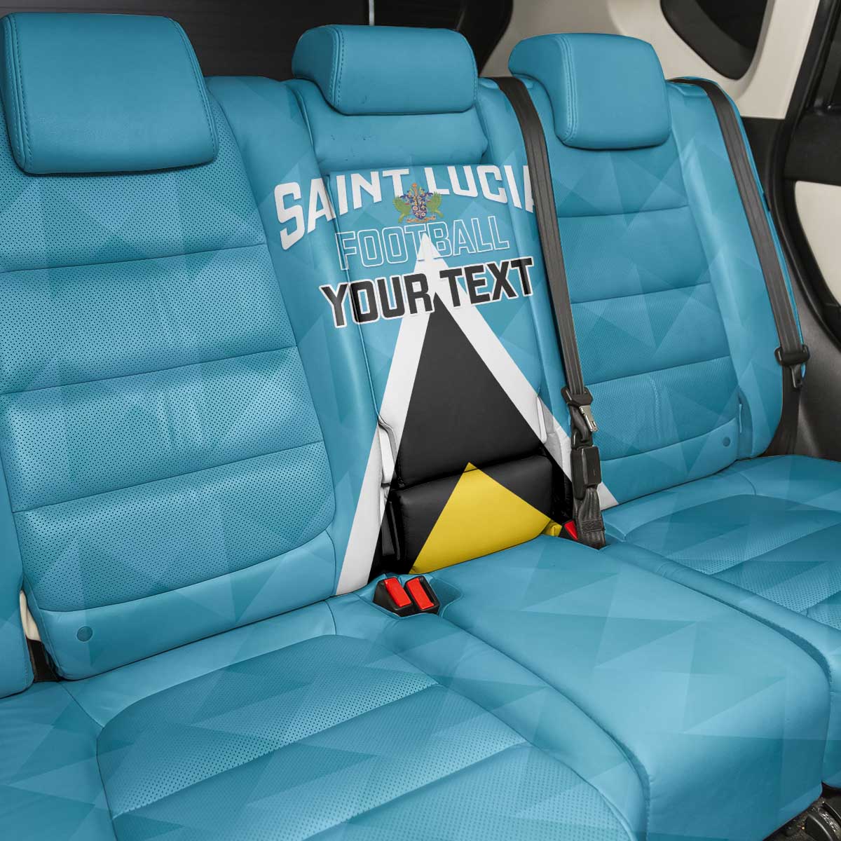 Custom Saint Lucia Football Back Car Seat Cover Flag Style