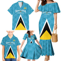 Custom Saint Lucia Football Family Matching Mermaid Dress and Hawaiian Shirt Flag Style