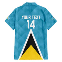 Custom Saint Lucia Football Family Matching Off The Shoulder Long Sleeve Dress and Hawaiian Shirt Flag Style