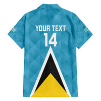 Custom Saint Lucia Football Family Matching Puletasi and Hawaiian Shirt Flag Style