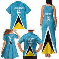 Custom Saint Lucia Football Family Matching Tank Maxi Dress and Hawaiian Shirt Flag Style