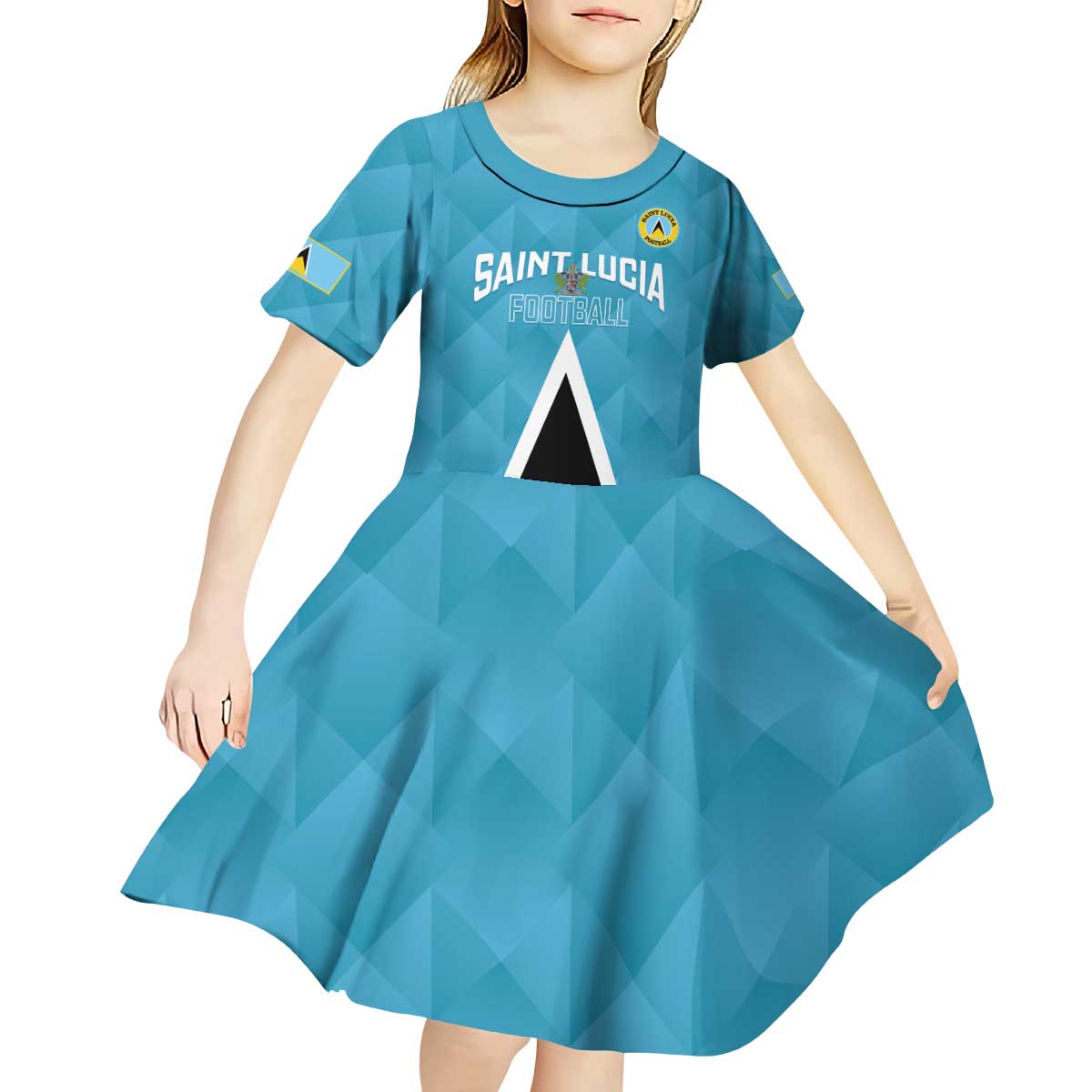 Custom Saint Lucia Football Kid Short Sleeve Dress Flag Style