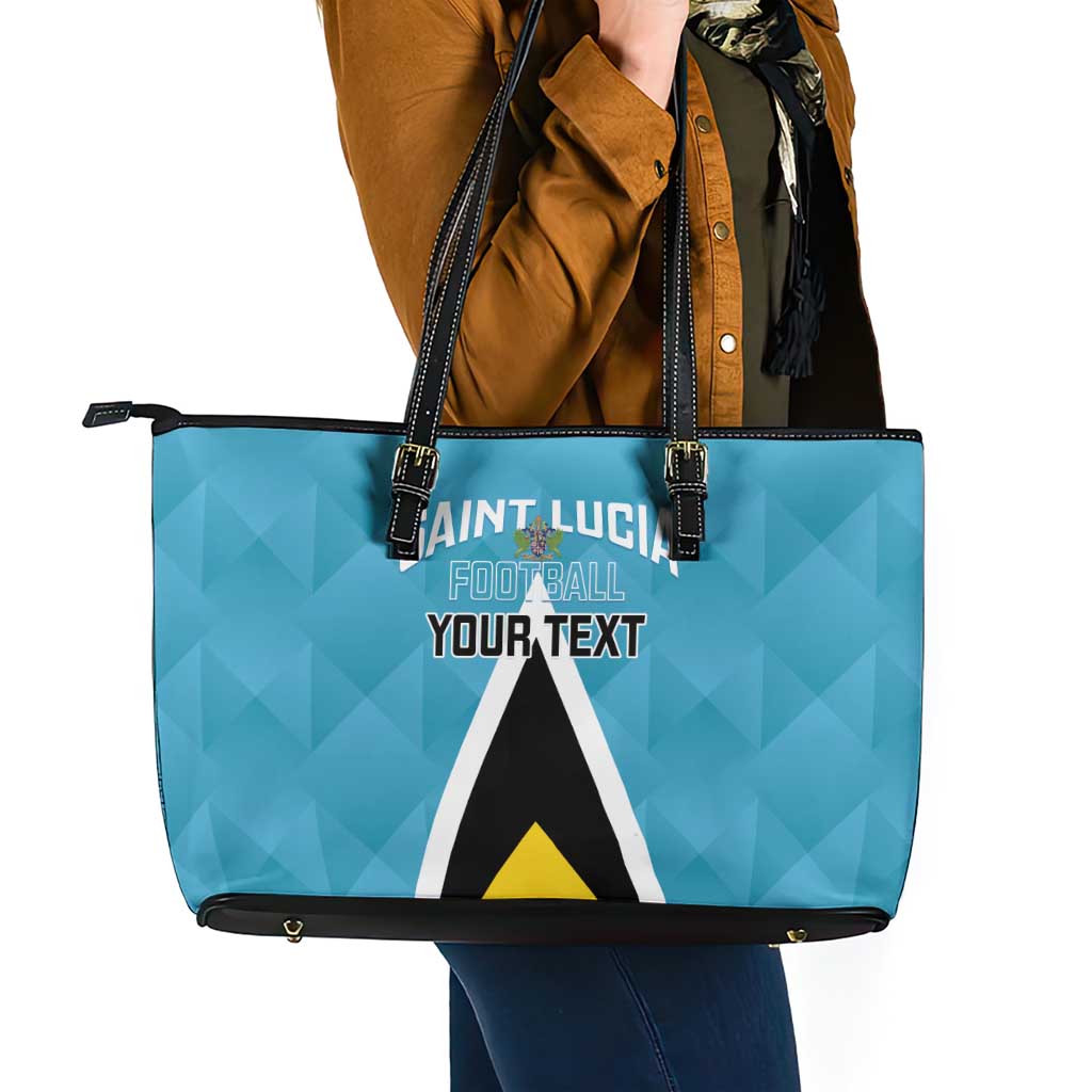 Custom Saint Lucia Football Leather Tote Bag Flag Style