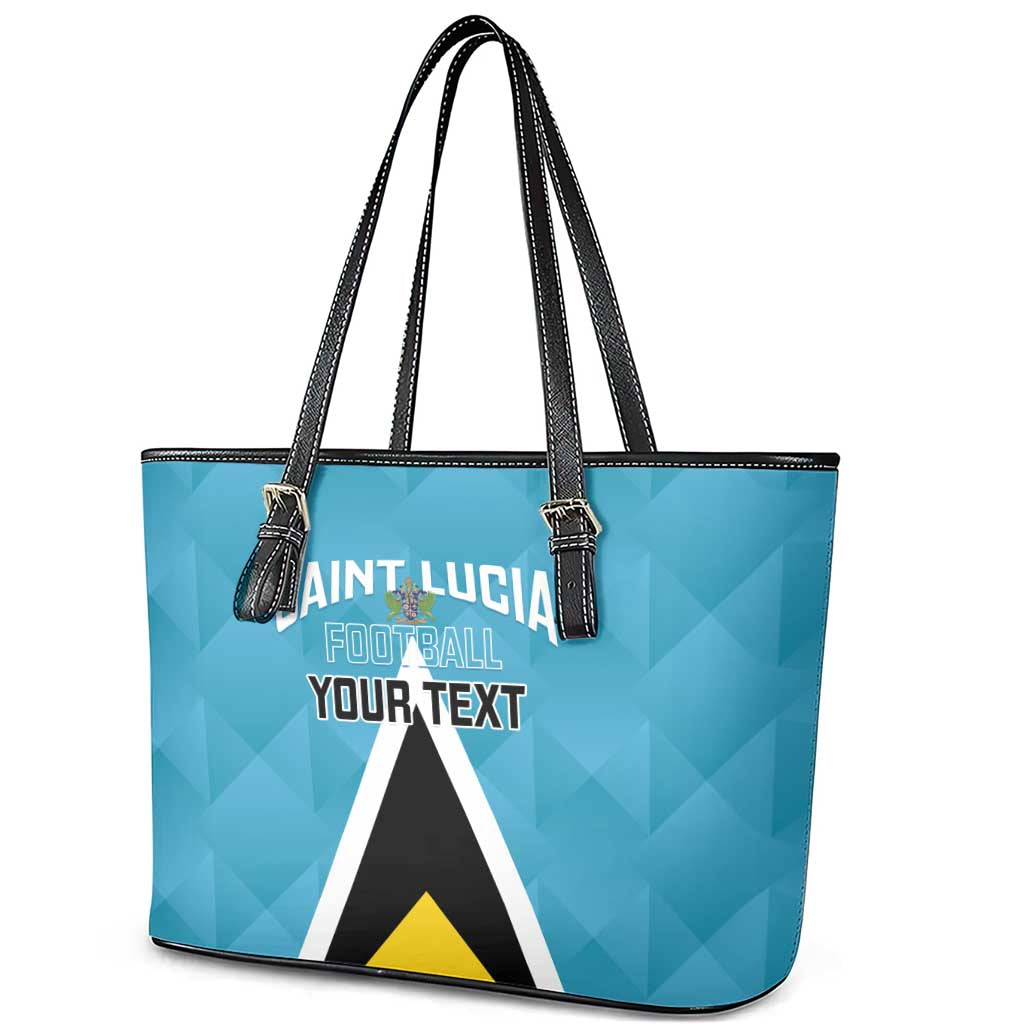 Custom Saint Lucia Football Leather Tote Bag Flag Style