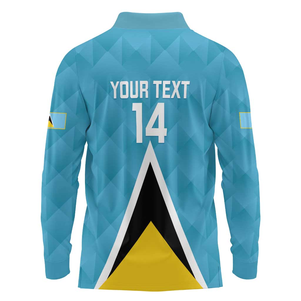 Custom Saint Lucia Football Long Sleeve Polo Shirt Flag Style