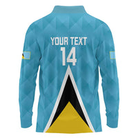 Custom Saint Lucia Football Long Sleeve Polo Shirt Flag Style