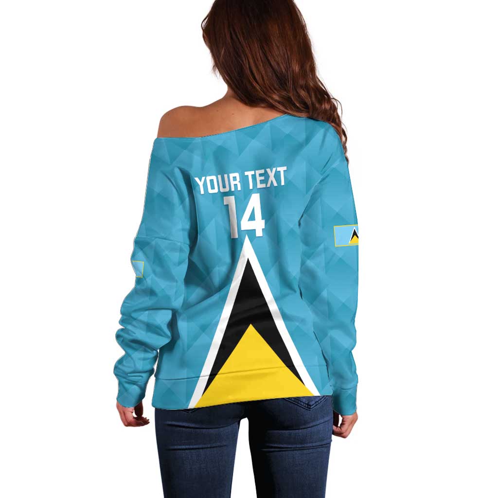 Custom Saint Lucia Football Off Shoulder Sweater Flag Style