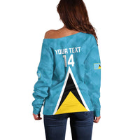 Custom Saint Lucia Football Off Shoulder Sweater Flag Style