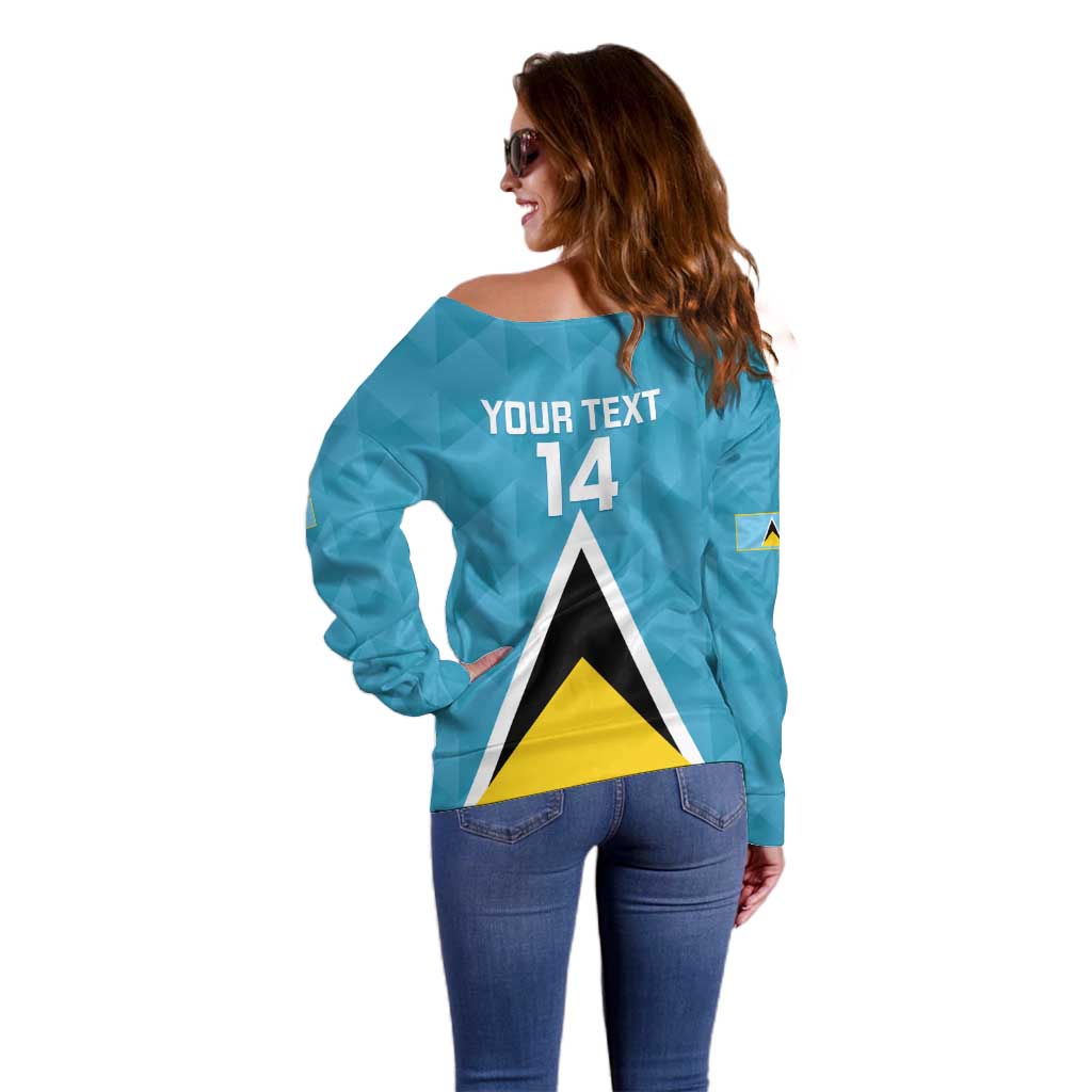 Custom Saint Lucia Football Off Shoulder Sweater Flag Style