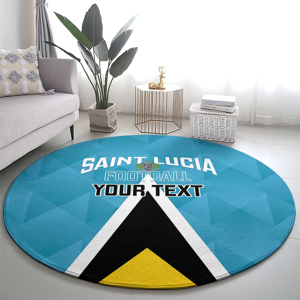 Custom Saint Lucia Football Round Carpet Flag Style