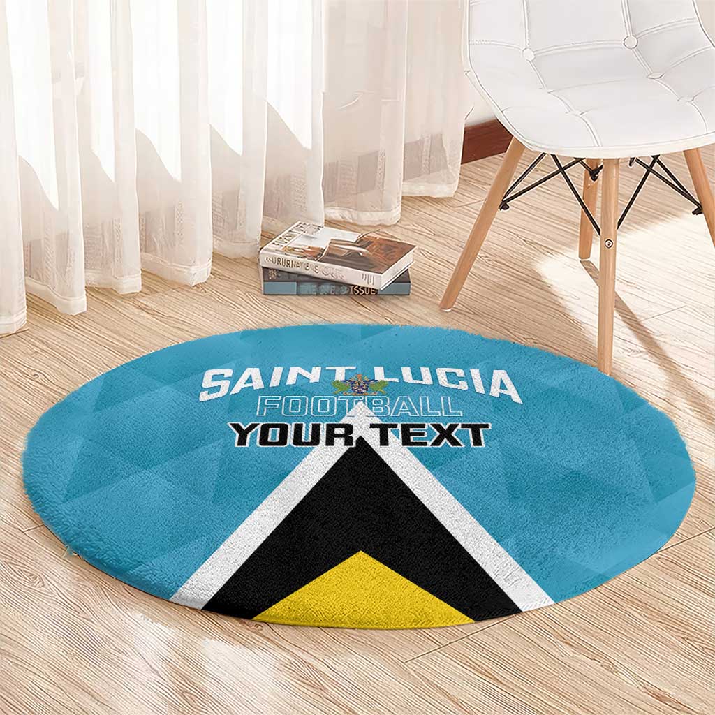 Custom Saint Lucia Football Round Carpet Flag Style
