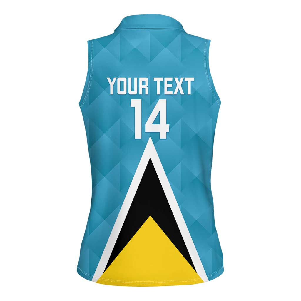 Custom Saint Lucia Football Women Sleeveless Polo Shirt Flag Style