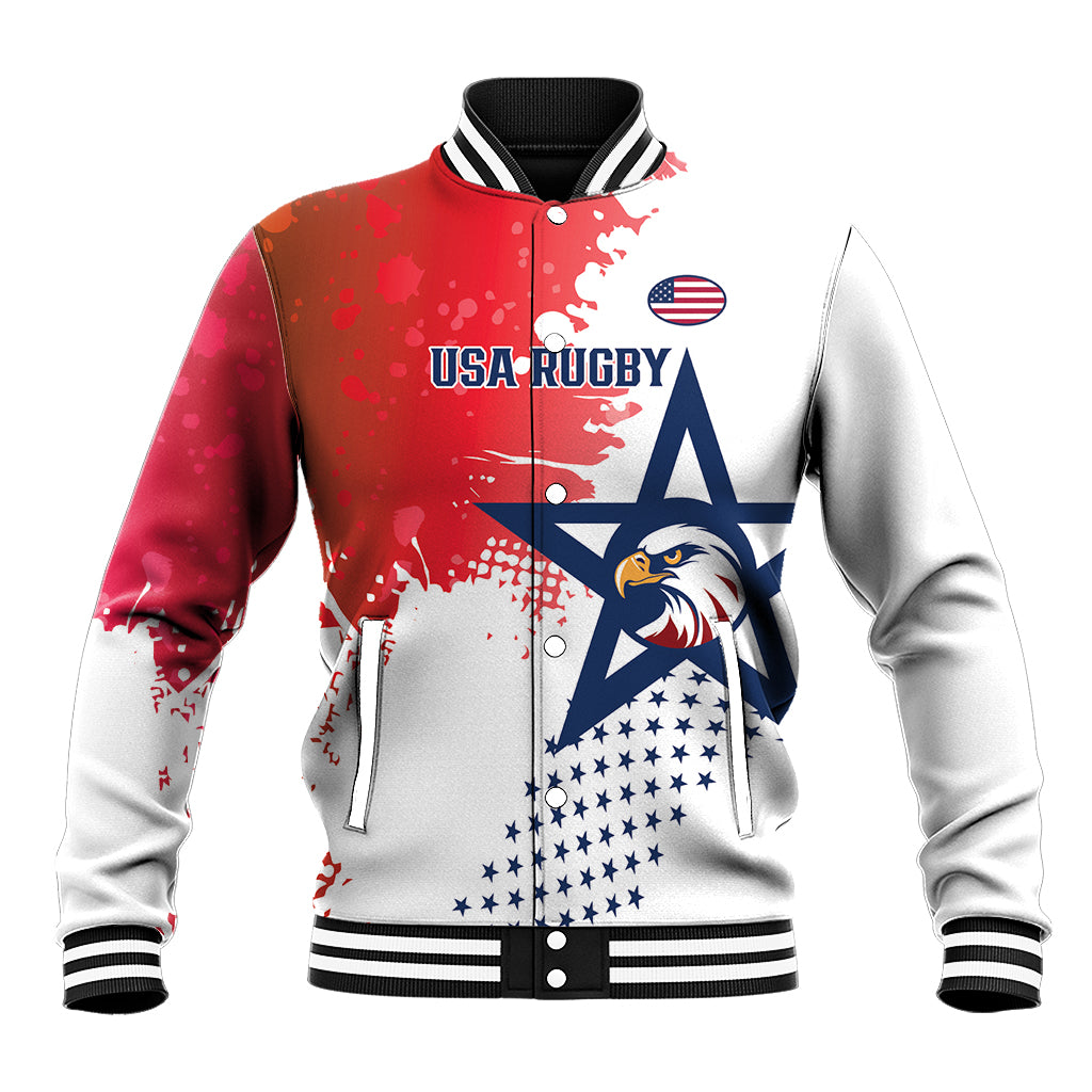 Custom United States Rugby Baseball Jacket 2024 Pacific Go Eagles - Wonder Print Shop