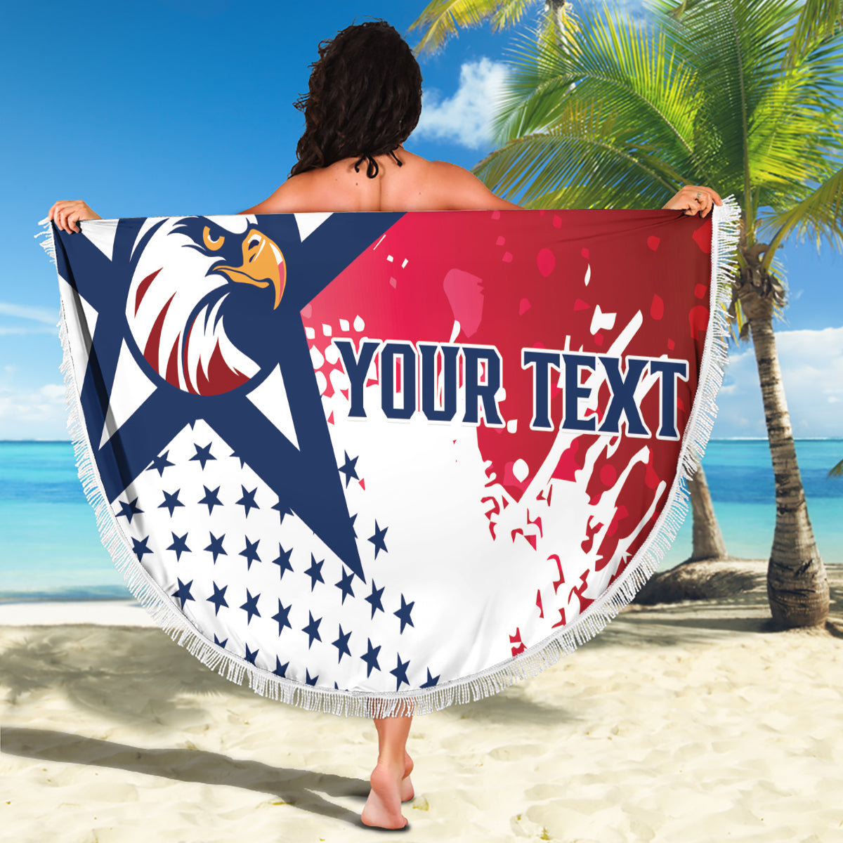 Custom United States Rugby Beach Blanket 2024 Pacific Go Eagles - Wonder Print Shop