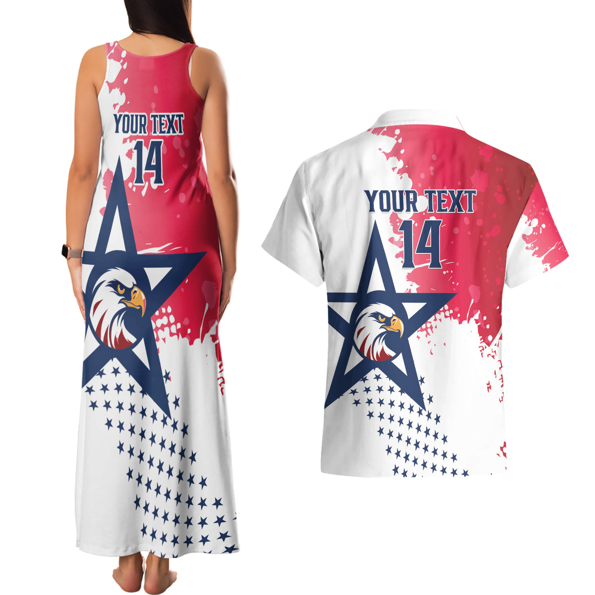 Custom United States Rugby Couples Matching Tank Maxi Dress and Hawaiian Shirt 2024 Pacific Go Eagles - Wonder Print Shop