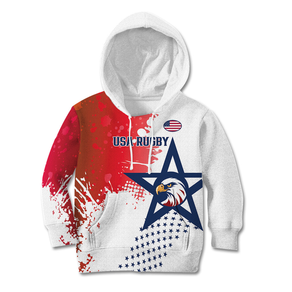 Custom United States Rugby Kid Hoodie 2024 Pacific Go Eagles - Wonder Print Shop