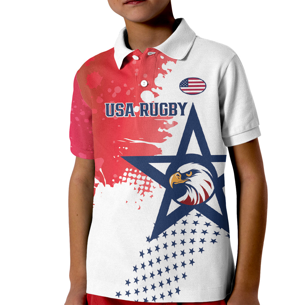 Custom United States Rugby Kid Polo Shirt 2024 Pacific Go Eagles - Wonder Print Shop