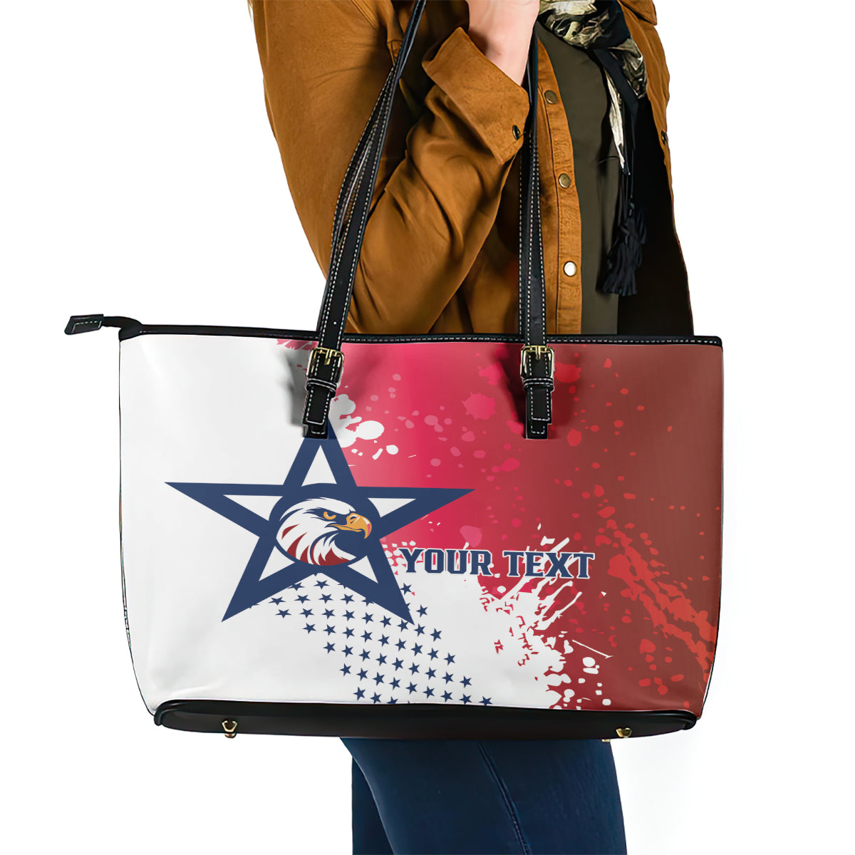 Custom United States Rugby Leather Tote Bag 2024 Pacific Go Eagles - Wonder Print Shop