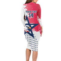 Custom United States Rugby Long Sleeve Bodycon Dress 2024 Pacific Go Eagles - Wonder Print Shop