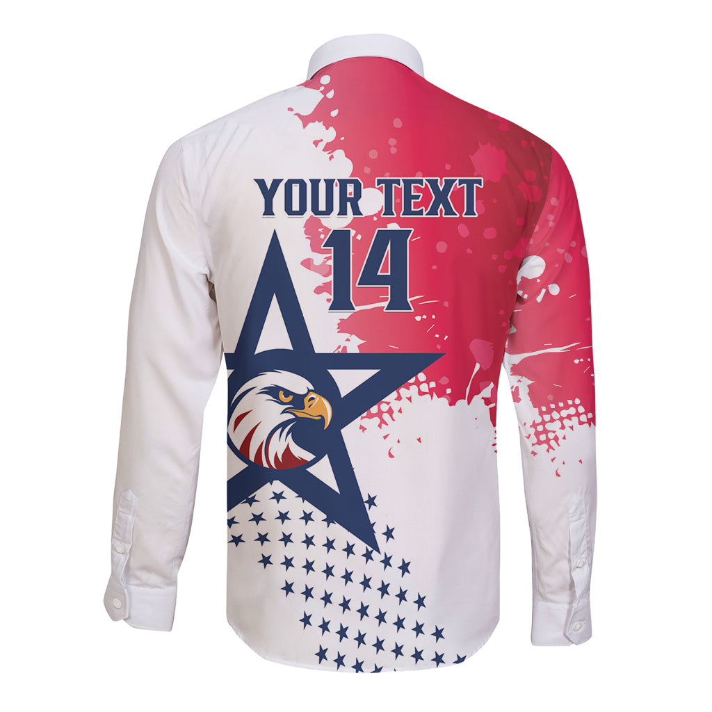 Custom United States Rugby Long Sleeve Button Shirt 2024 Pacific Go Eagles - Wonder Print Shop
