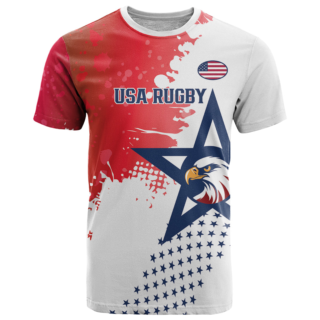 Custom United States Rugby T Shirt 2024 Pacific Go Eagles - Wonder Print Shop