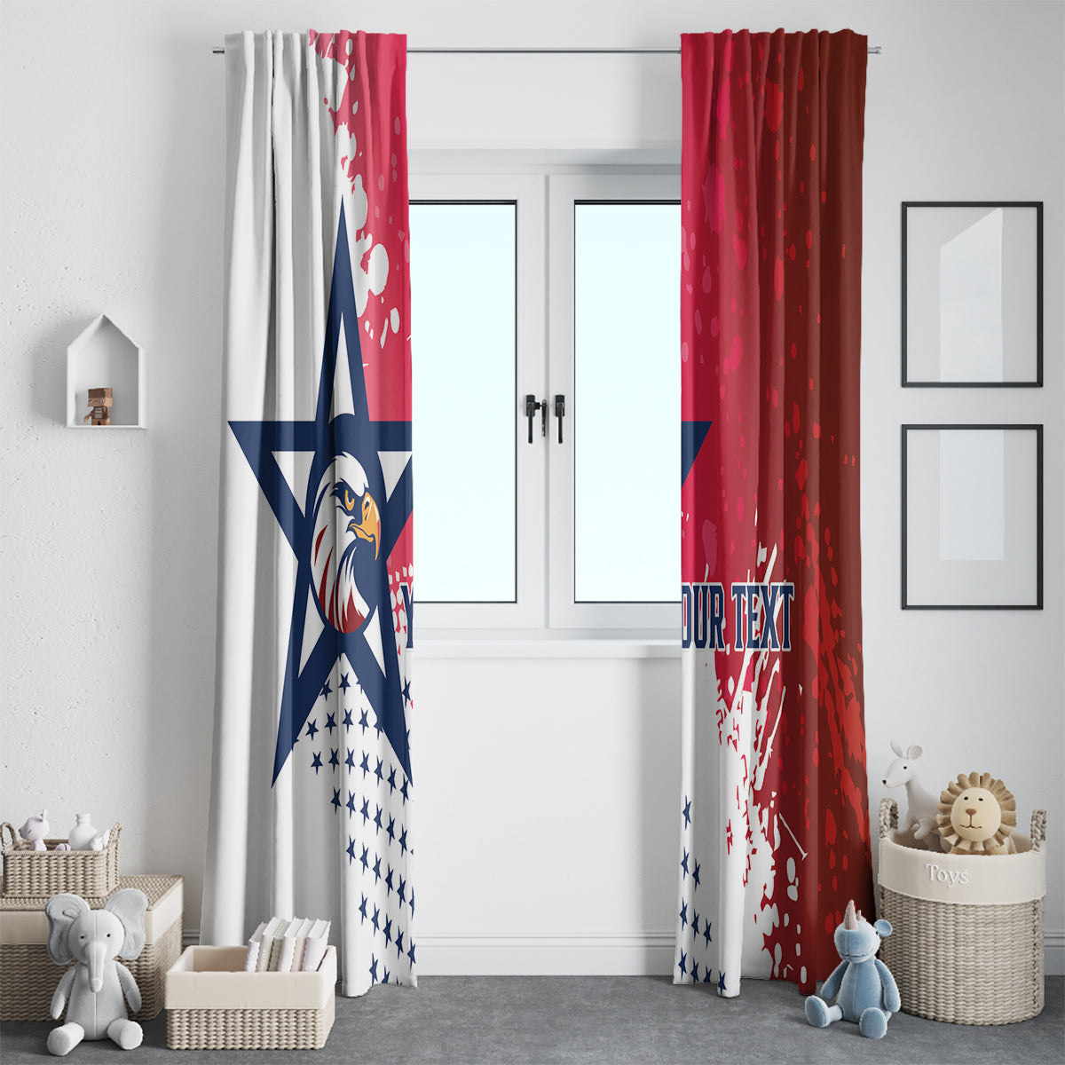 Custom United States Rugby Window Curtain 2024 Pacific Go Eagles - Wonder Print Shop