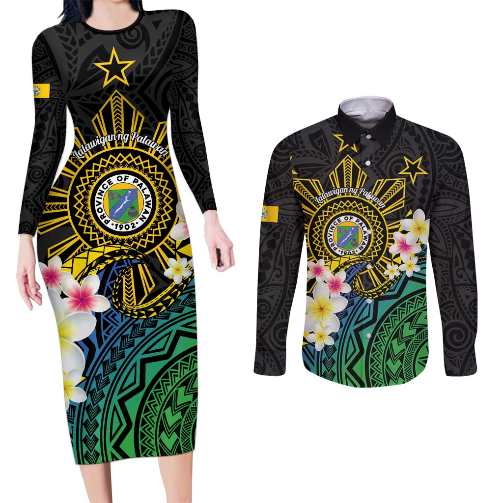 Lalawigan ng Palawan Couples Matching Long Sleeve Bodycon Dress and Long Sleeve Button Shirt Philippines Province Land of Promise