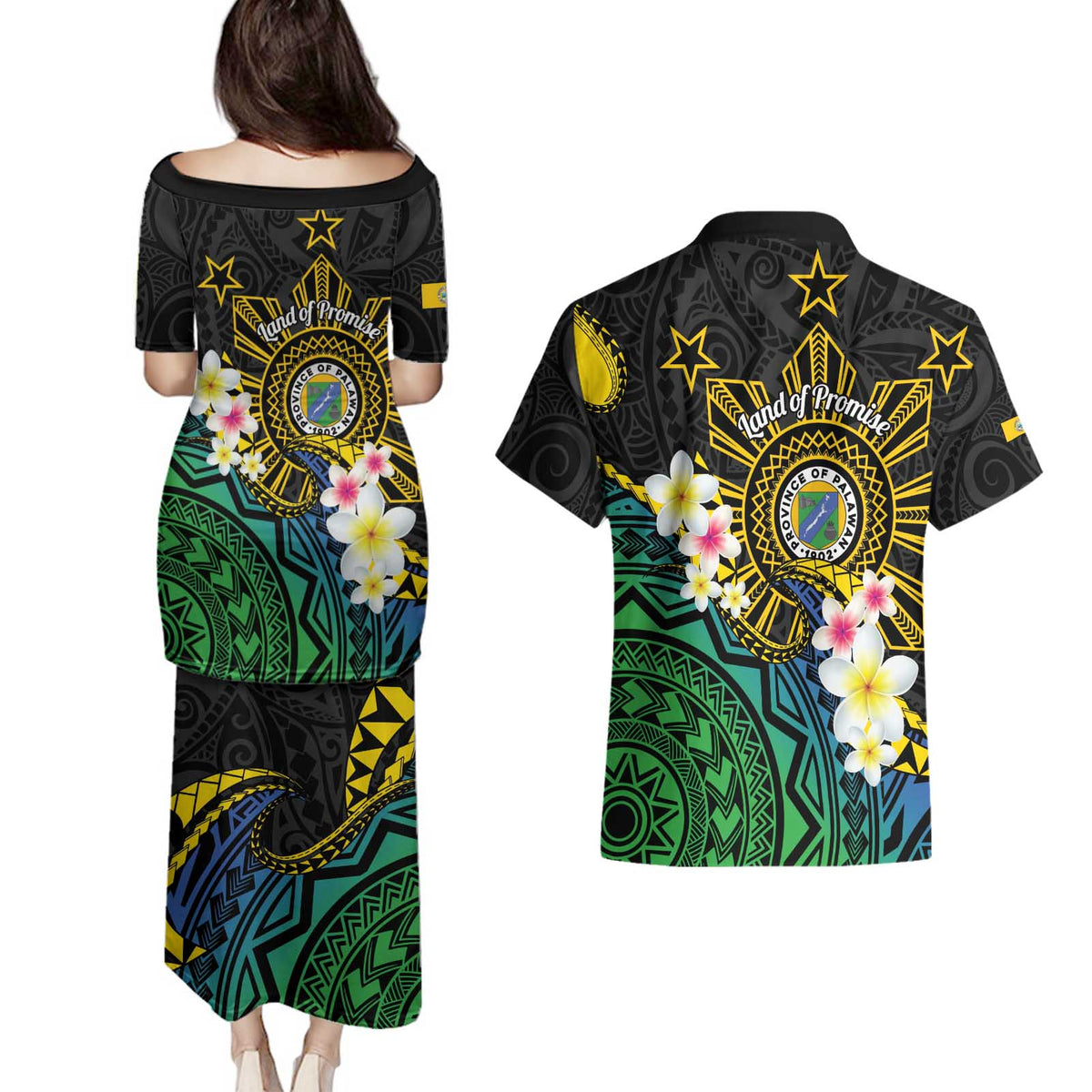 Lalawigan ng Palawan Couples Matching Puletasi and Hawaiian Shirt Philippines Province Land of Promise