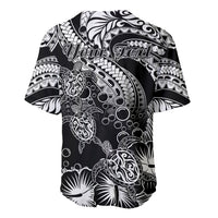 Personalised Polynesian Baseball Jersey Tribal Honu Turtle with Hibiscus White Version - Wonder Print Shop