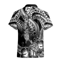 Personalised Polynesian Hawaiian Shirt Tribal Honu Turtle with Hibiscus White Version - Wonder Print Shop