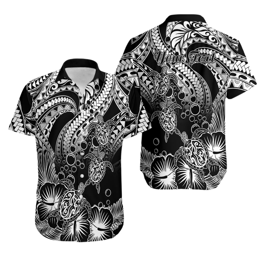Personalised Polynesian Hawaiian Shirt Tribal Honu Turtle with Hibiscus White Version - Wonder Print Shop