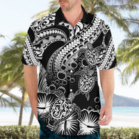 Personalised Polynesian Hawaiian Shirt Tribal Honu Turtle with Hibiscus White Version - Wonder Print Shop