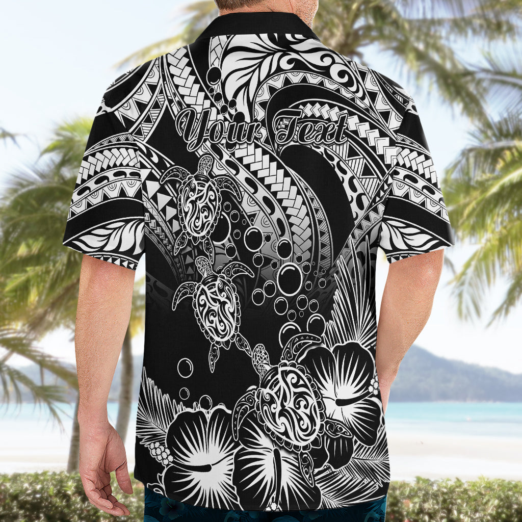 Personalised Polynesian Hawaiian Shirt Tribal Honu Turtle with Hibiscus White Version - Wonder Print Shop