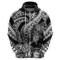 Custom Polynesian Hoodie Tribal Honu Turtle with Hibiscus White Version - Wonder Print Shop