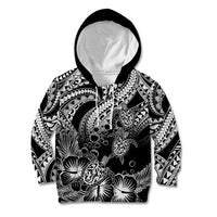 Personalised Polynesian Kid Hoodie Tribal Honu Turtle with Hibiscus White Version - Wonder Print Shop